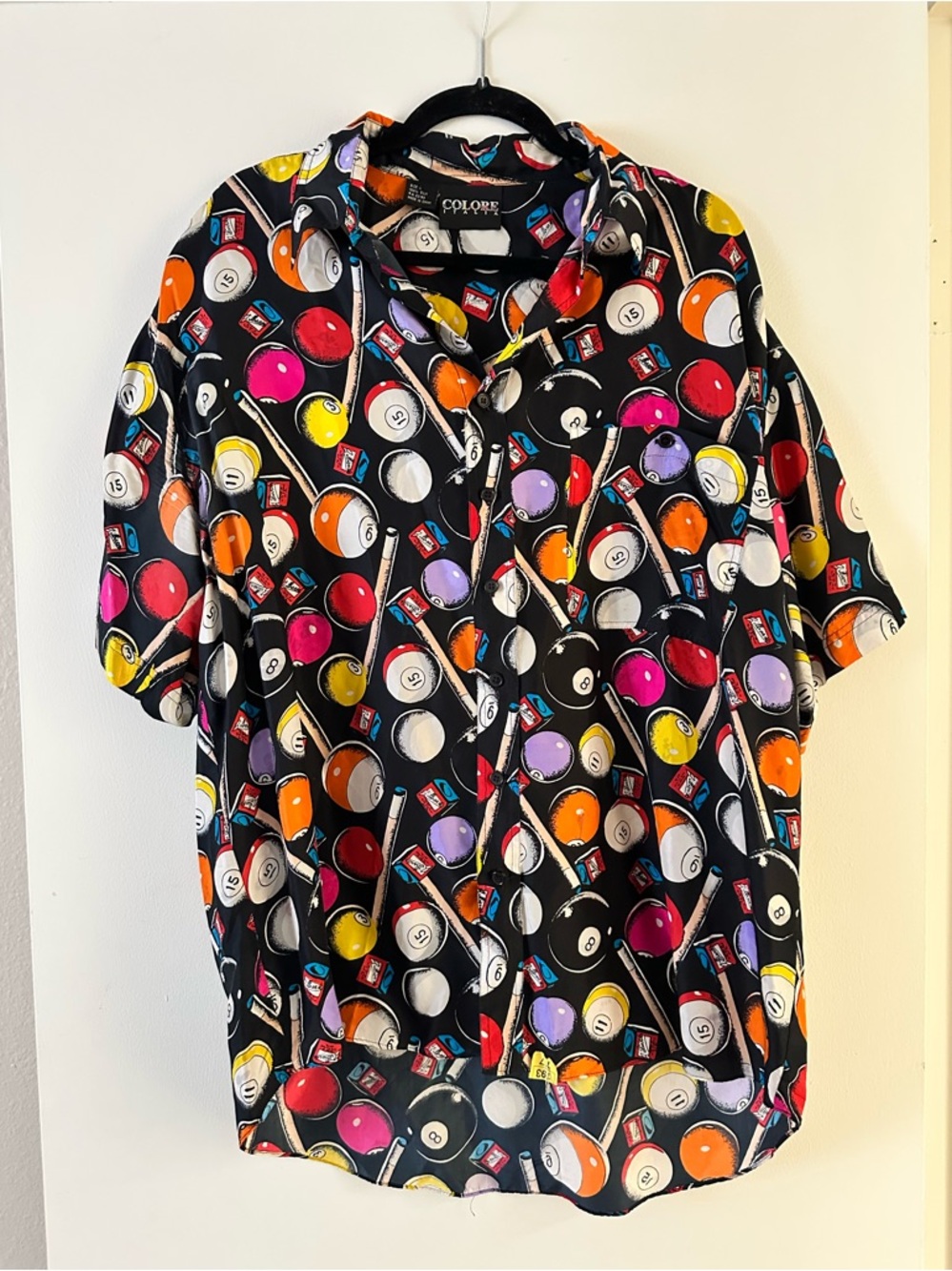 90’s Vintage Pool Shark Button Down - 100% Silk - Size: Large